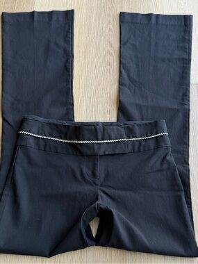 Cache Women's Black Flat Front Dress Pants Beaded Trim 32 Inseam Size 2